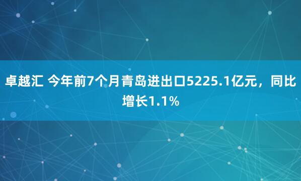 卓越汇 今年前7个月青岛进出口5225.1亿元，同比增长1.1%